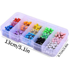 600pcs Push Pins Map Tacks 1 8 Inch Round Head Assorted Colors Stainless Point