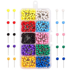 600pcs Push Pins Map Tacks 1 8 Inch Round Head Assorted Colors Stainless Point