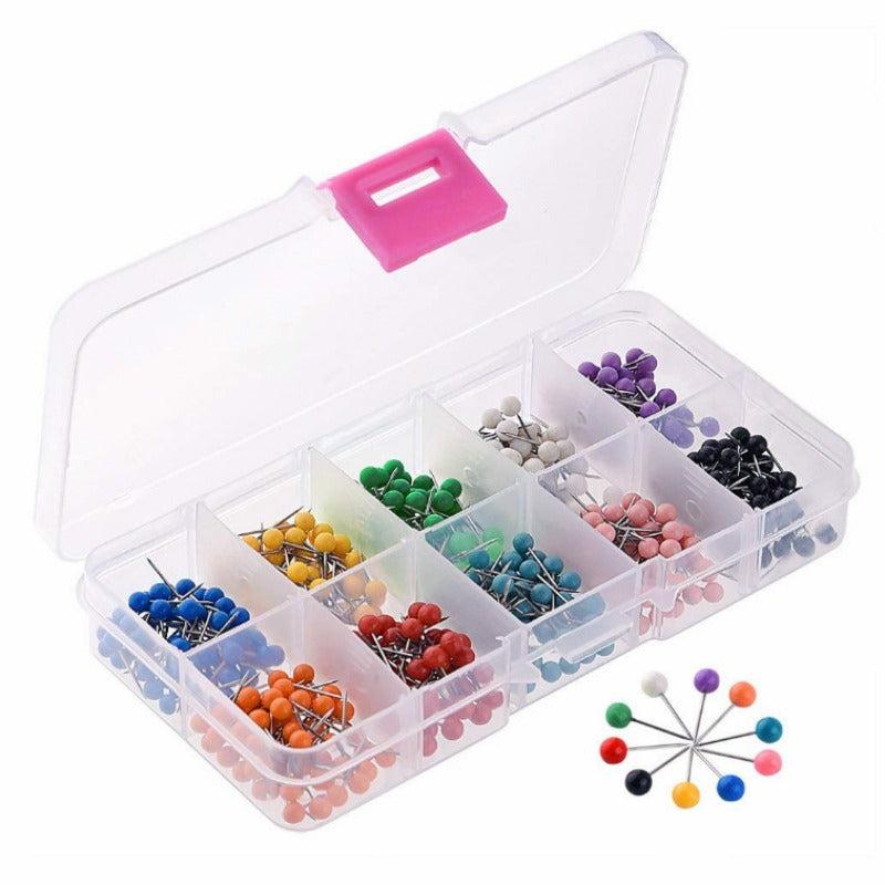 600pcs Push Pins Map Tacks 1 8 Inch Round Head Assorted Colors Stainless Point