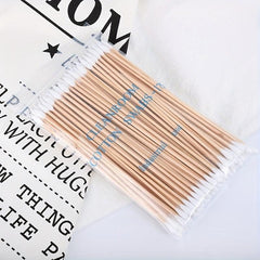 100pcs 6in Wooden Stick Cotton Swabs Industrial Dust Birch Wood