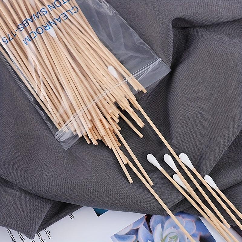 100pcs 6in Wooden Stick Cotton Swabs Industrial Dust Birch Wood