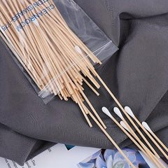 100pcs 6in Wooden Stick Cotton Swabs Industrial Dust Birch Wood