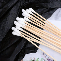 100pcs 6in Wooden Stick Cotton Swabs Industrial Dust Birch Wood