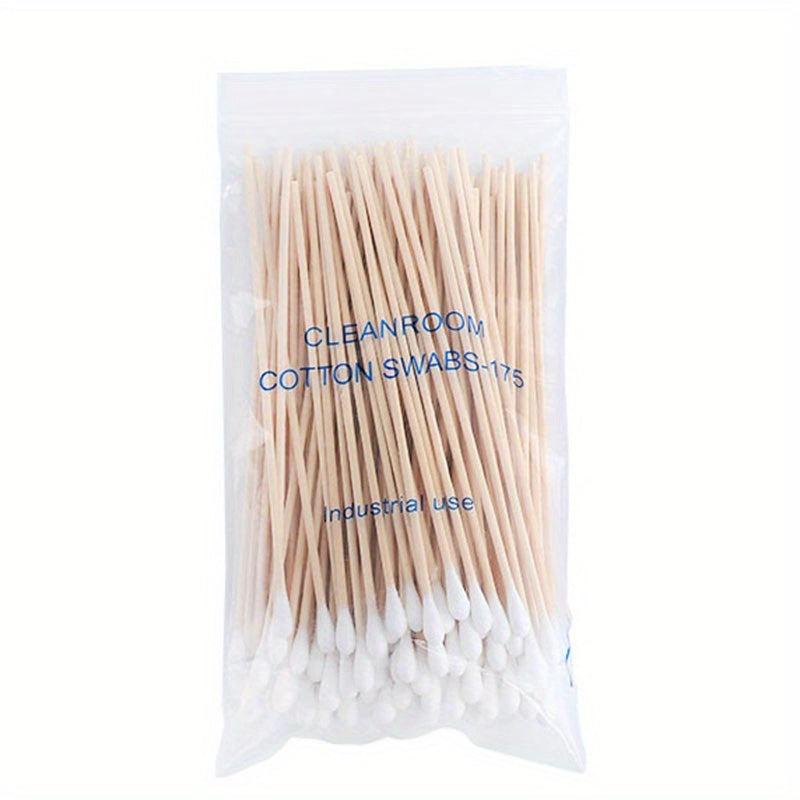 100pcs 6in Wooden Stick Cotton Swabs Industrial Dust Birch Wood