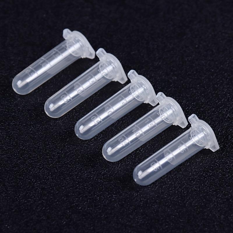 50pcs 2ml Clear Micro Test Tube Centrifuge Tubes Vial Snap Cap Container