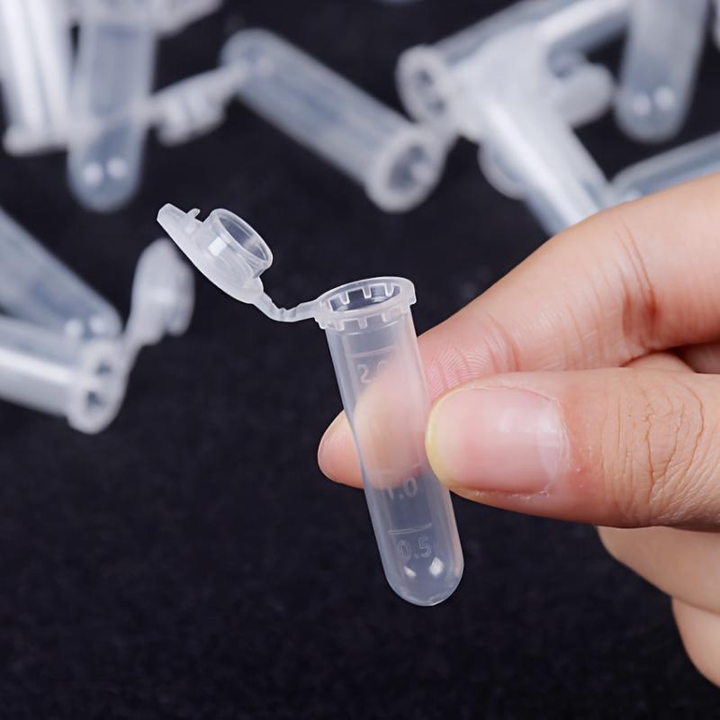 50pcs 2ml Clear Micro Test Tube Centrifuge Tubes Vial Snap Cap Container