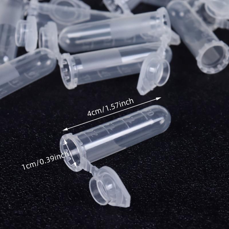 50pcs 2ml Clear Micro Test Tube Centrifuge Tubes Vial Snap Cap Container