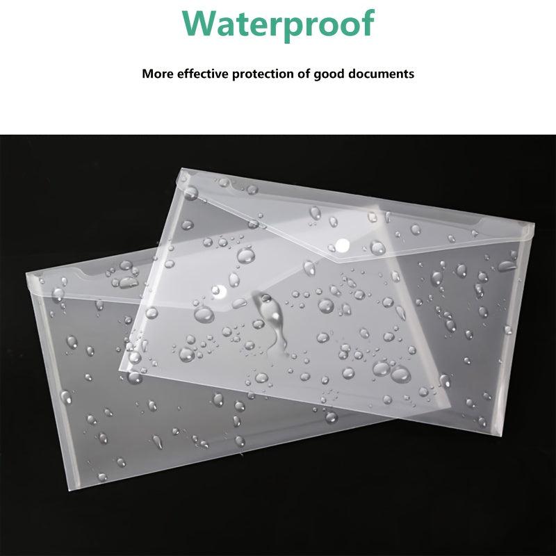 Plastic Envelopes Button Snap Closure Clear Poly Waterproof File Folder A4
