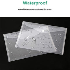 Plastic Envelopes Button Snap Closure Clear Poly Waterproof File Folder A4