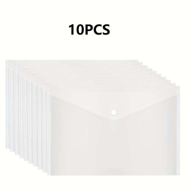 Plastic Envelopes Button Snap Closure Clear Poly Waterproof File Folder A4
