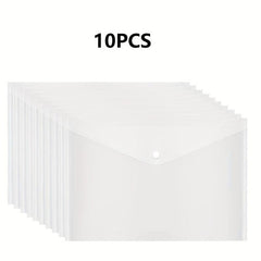 Plastic Envelopes Button Snap Closure Clear Poly Waterproof File Folder A4