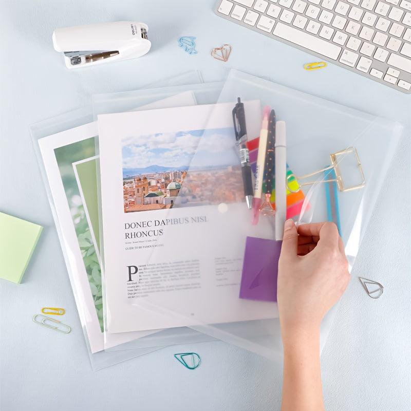 Plastic Envelopes Button Snap Closure Clear Poly Waterproof File Folder A4