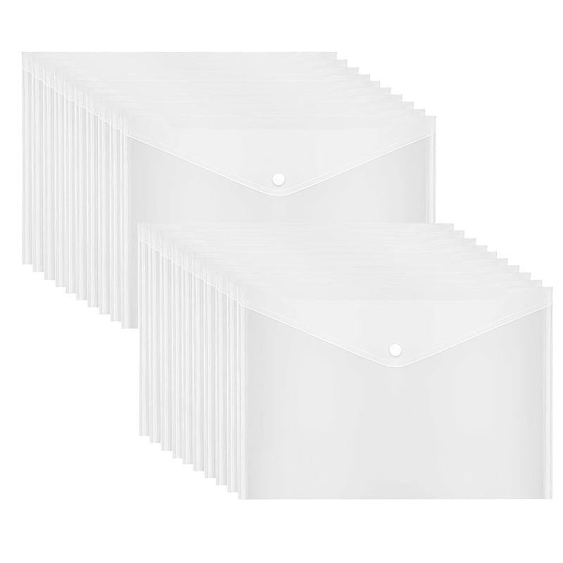 Plastic Envelopes Button Snap Closure Clear Poly Waterproof File Folder A4