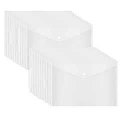 Plastic Envelopes Button Snap Closure Clear Poly Waterproof File Folder A4