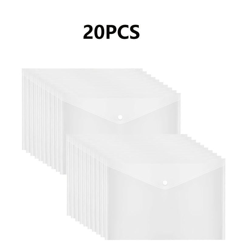 Plastic Envelopes Button Snap Closure Clear Poly Waterproof File Folder A4