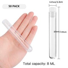 50pcs 12x100mm Clear Plastic Test Tubes With Caps 8ml Capacity