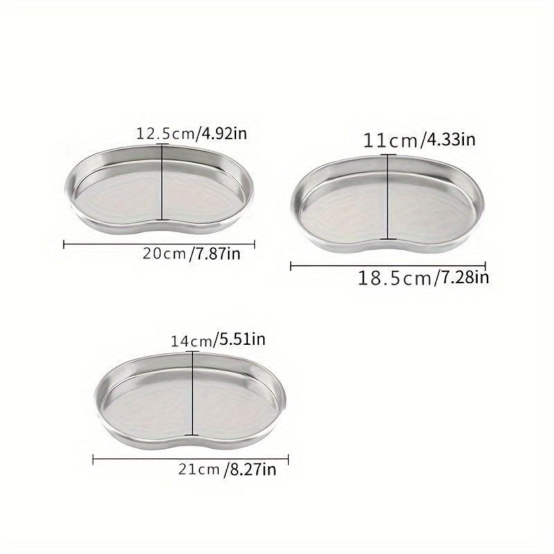 3pcs Stainless Steel Kidney Shaped Disinfection Tray