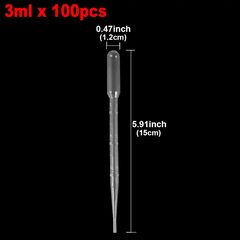 100pcs 1 2 3ml Transfer Pipettes Eye Dropper Disposable Liquid Droppers