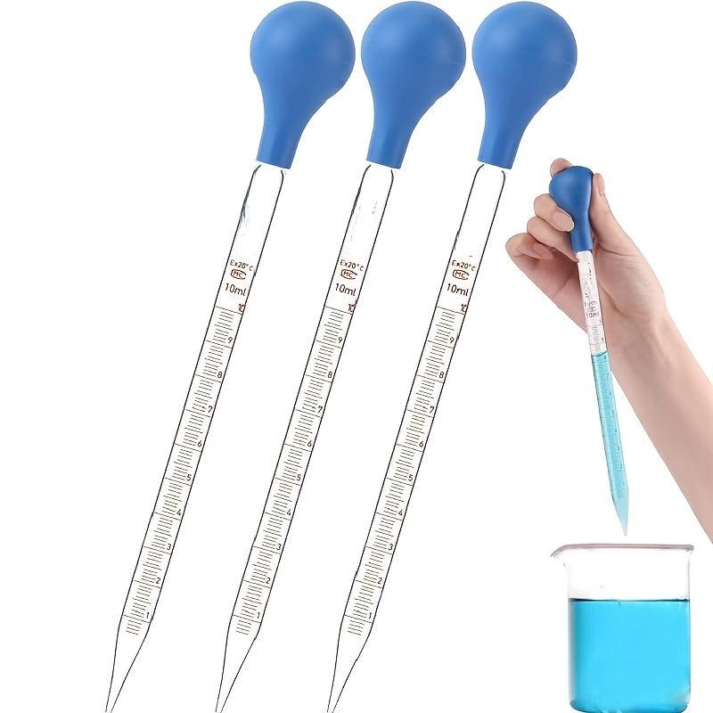 Glass Graduated Droppers Lab Pipettes 10ml with Rubber Hats