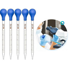 Glass Graduated Droppers Lab Pipettes 10ml with Rubber Hats