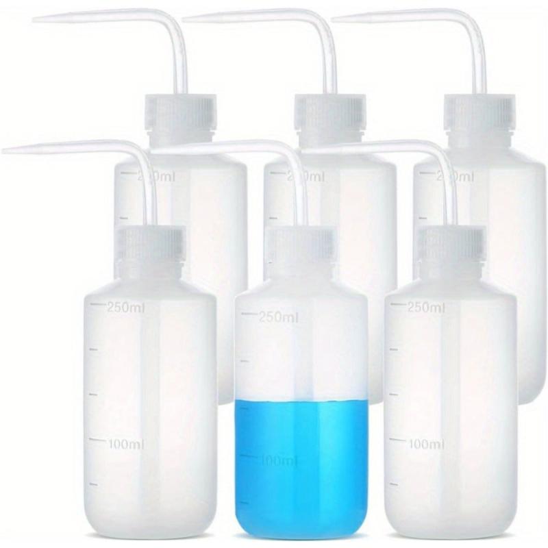 6pcs Lab Squeeze Bottle 250ml Curved Mouth Drip Pot Watering Bottle