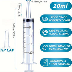 3pcs 20ml Syringe For Liquid Oral Scientific Laboratory Measurement Dispensing