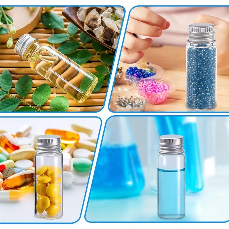 50pcs 15ml Sample Vials With Aluminum Screw Caps 0.5 Oz Tiny Glass Vials