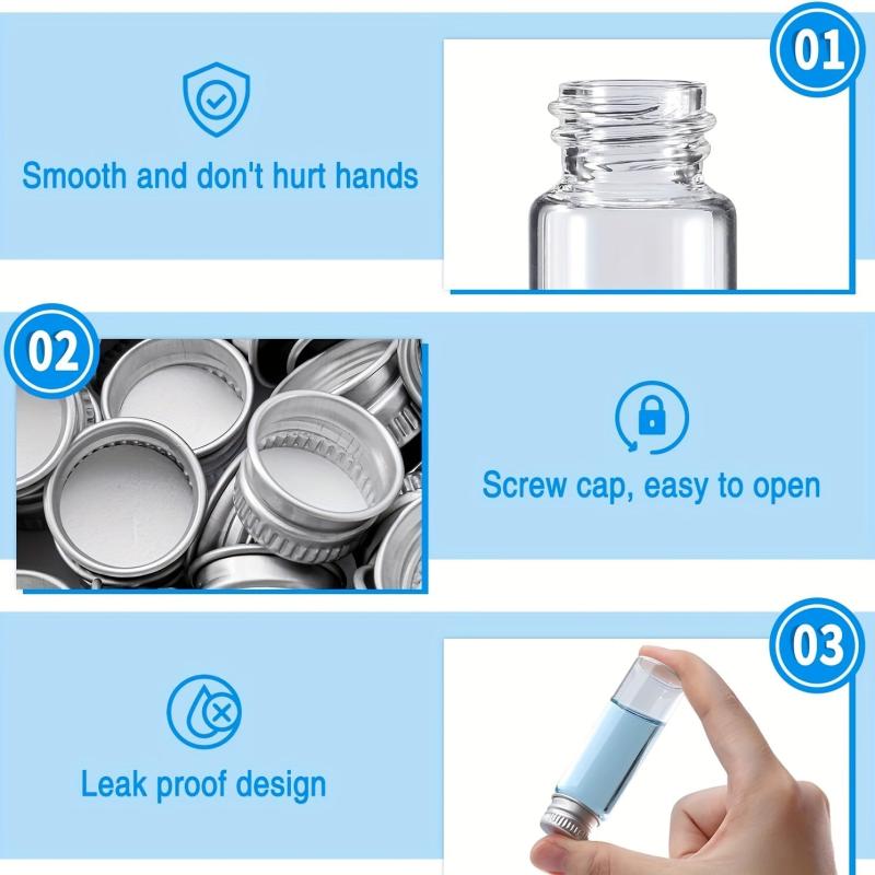50pcs 15ml Sample Vials With Aluminum Screw Caps 0.5 Oz Tiny Glass Vials