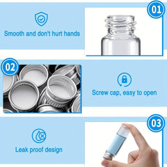 50pcs 15ml Sample Vials With Aluminum Screw Caps 0.5 Oz Tiny Glass Vials