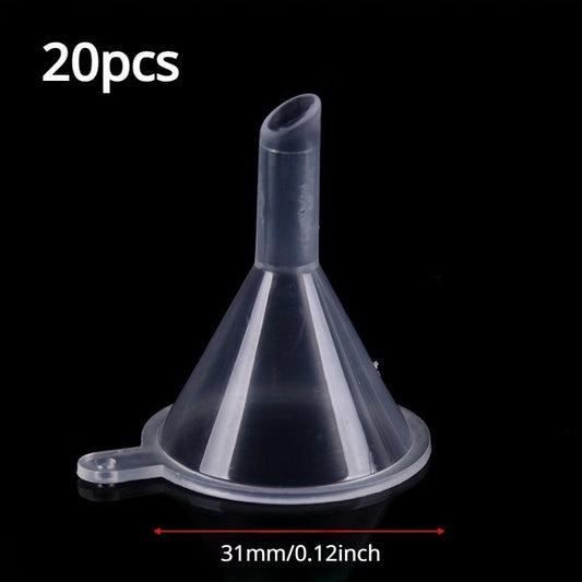 30pcs Small Funnel for Lab Bottles Perfume, Transparent Plastic, Essential Oils