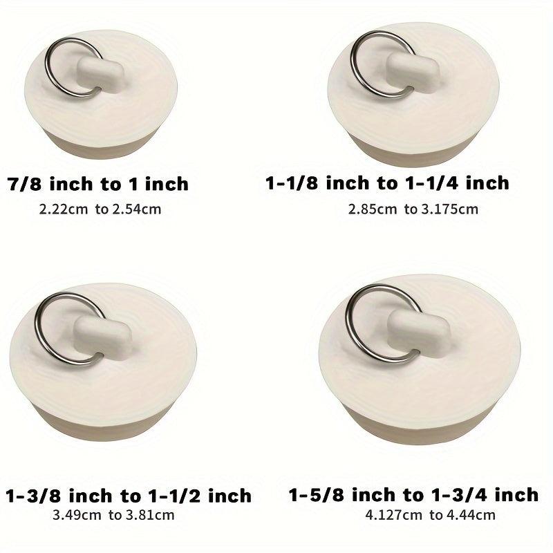 4pcs Rubber Tub Stopper With Hanging Ring Easy To Install For Bathtub Drain Plug