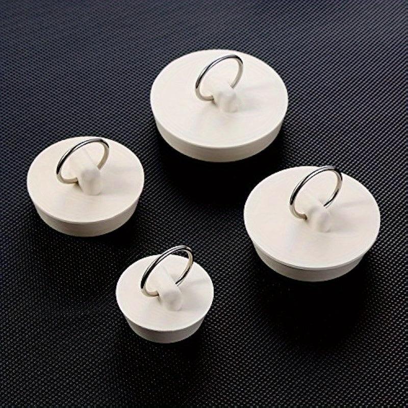 4pcs Rubber Tub Stopper With Hanging Ring Easy To Install For Bathtub Drain Plug