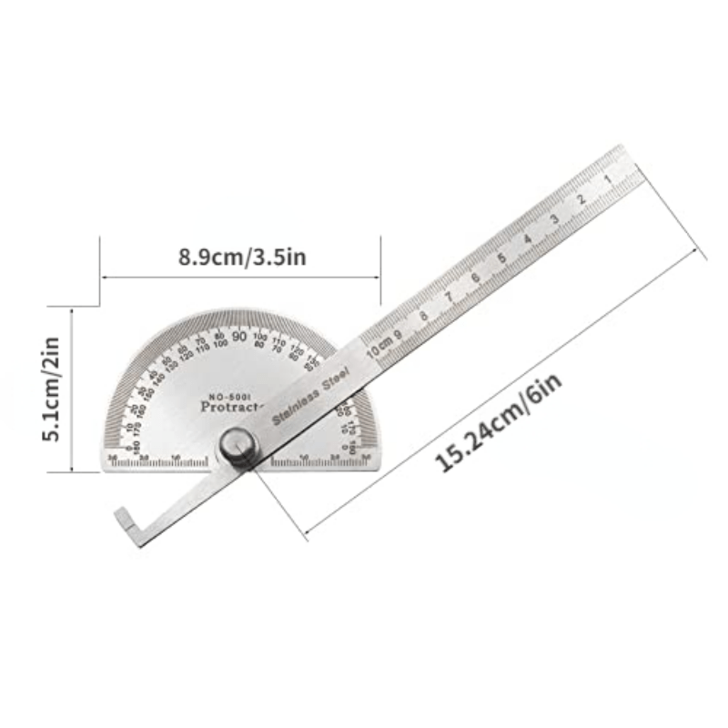 Stainless Steel Angle Protractor 0-180u00b0 10.01cm Woodworking Tool