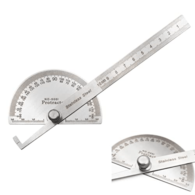 Stainless Steel Angle Protractor 0-180u00b0 10.01cm Woodworking Tool