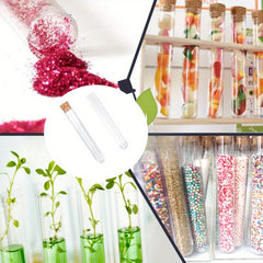 10pcs Transparent Plastic Test Tube with Cork for Jewelry Seeds Liquid Lab Use