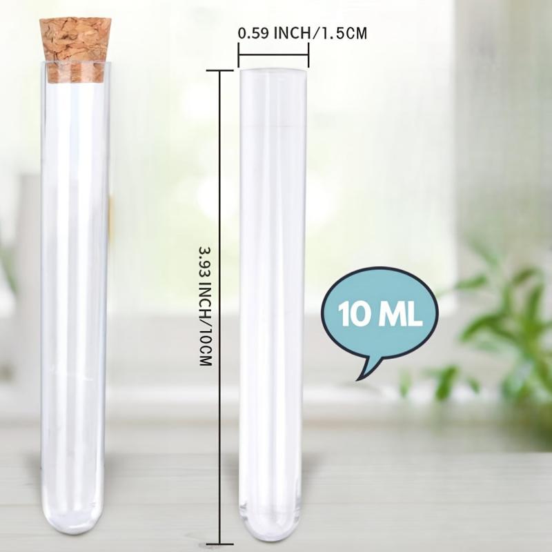 10pcs Transparent Plastic Test Tube with Cork for Jewelry Seeds Liquid Lab Use