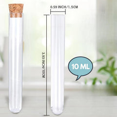 10pcs Transparent Plastic Test Tube with Cork for Jewelry Seeds Liquid Lab Use