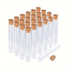 10pcs Transparent Plastic Test Tube with Cork for Jewelry Seeds Liquid Lab Use