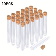 10pcs Transparent Plastic Test Tube with Cork for Jewelry Seeds Liquid Lab Use