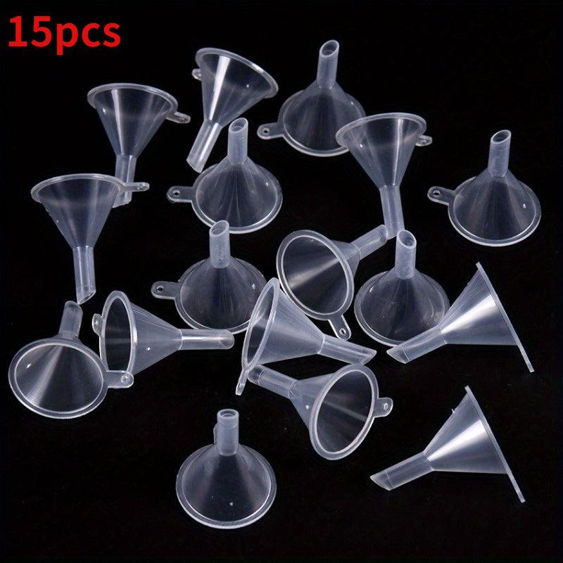 15pcs Clear Plastic Mini Funnel for Laboratory Bottle