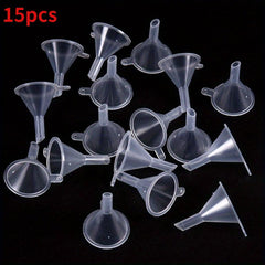 15pcs Clear Plastic Mini Funnel for Laboratory Bottle