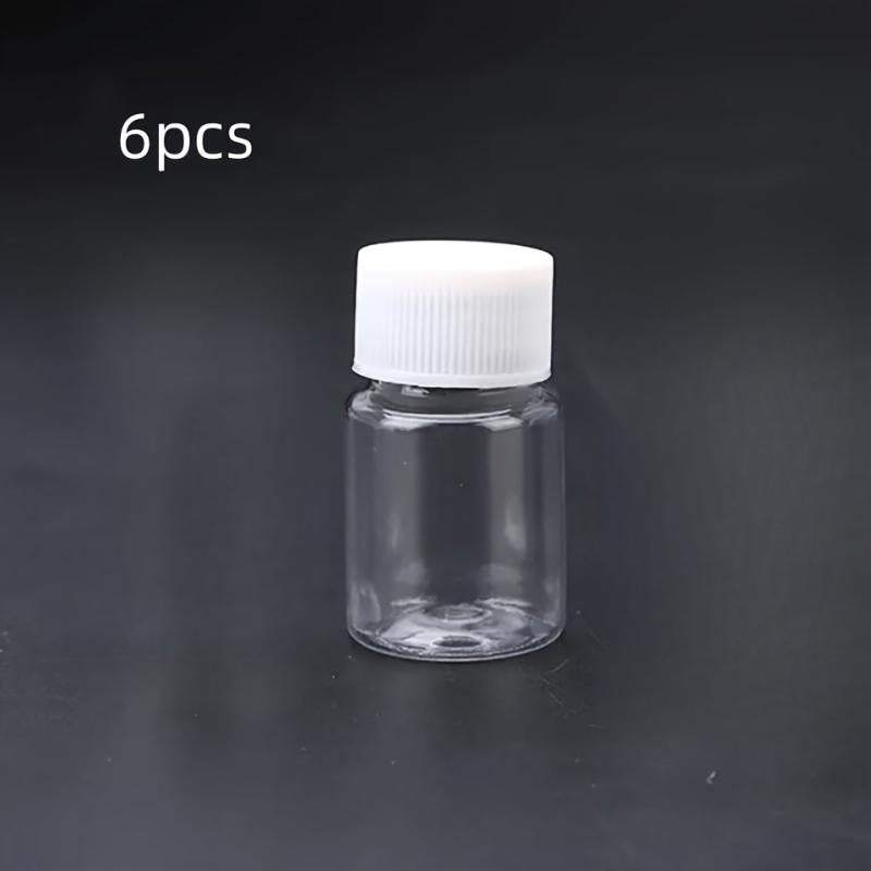 6pcs Portable Clear Plastic Bottles Small Vial Liquid Solid Vial Packing Bottle