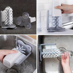 Suction Cup Glass Bottle Cleaning Brush - Kitchen Rotate Wash Cup Brush