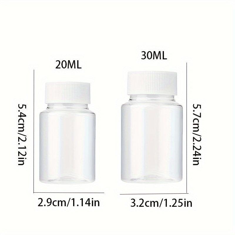 6pcs Clear Plastic Reagent Bottles 20ml 30ml Wide Mouth Sealed Liquid Storage