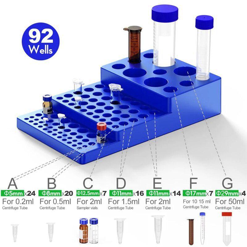 Lab Centrifuge Tube Rack 0.2-50mL Stepped Test Tube Holder