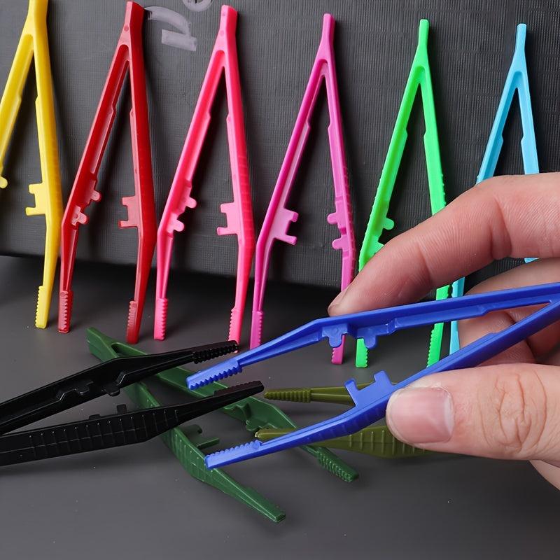 10pcs Disposable Plastic Tweezers for First Aid Medical Crafts Lab School