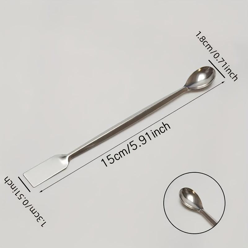 2pcs Lab Supplies Horn Spoon Medicinal Ladle With Spatula Handy Tools
