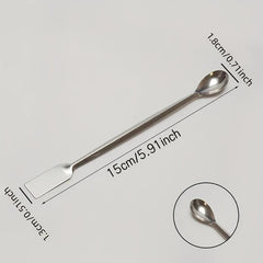 2pcs Lab Supplies Horn Spoon Medicinal Ladle With Spatula Handy Tools