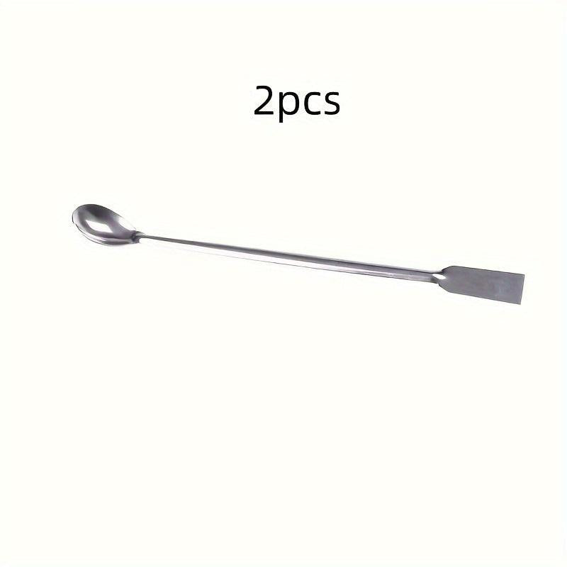 2pcs Lab Supplies Horn Spoon Medicinal Ladle With Spatula Handy Tools