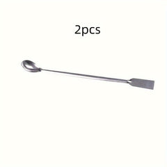 2pcs Lab Supplies Horn Spoon Medicinal Ladle With Spatula Handy Tools
